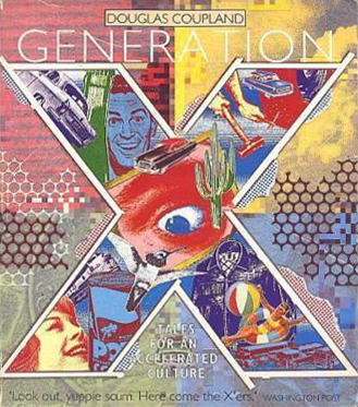 Cover of 'Generation X', an illustration collage with a big letter X the most dominant.