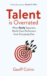 book cover of 'Talent is Overrated' showing a bunch of arrows hitting bullseye