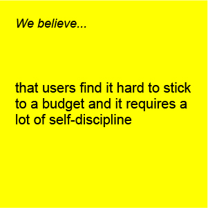 stickie note saying: that users find it hard to stick to a budget and it requires a lot of self-discipline